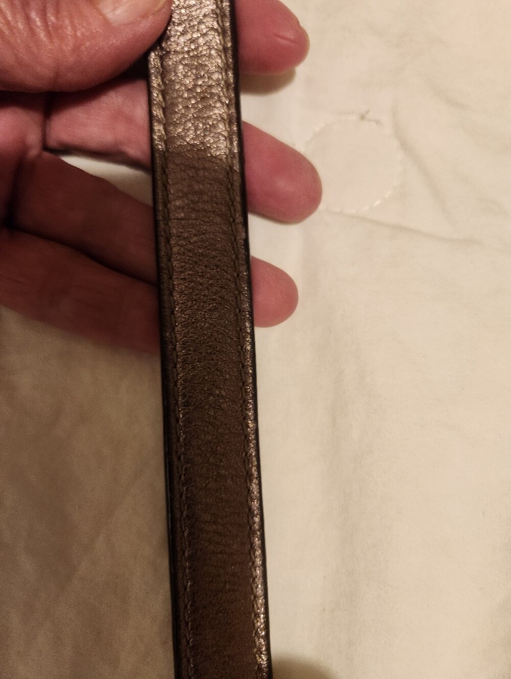 Coach Kristin Metallic Pewter Gunmetal Leather Shoulder Strap with Matching Tag - Picture 5 of 7